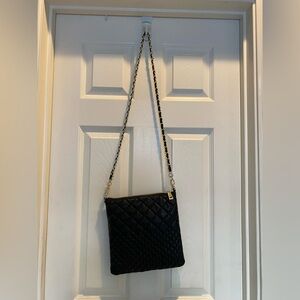 Quilted Black Chain-Strap Crossbody Bag